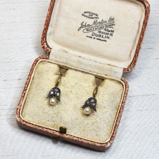 画像5: Sold ゴールド・シルバー・ダイヤモンド・ナチュラルパールイヤリング (5)