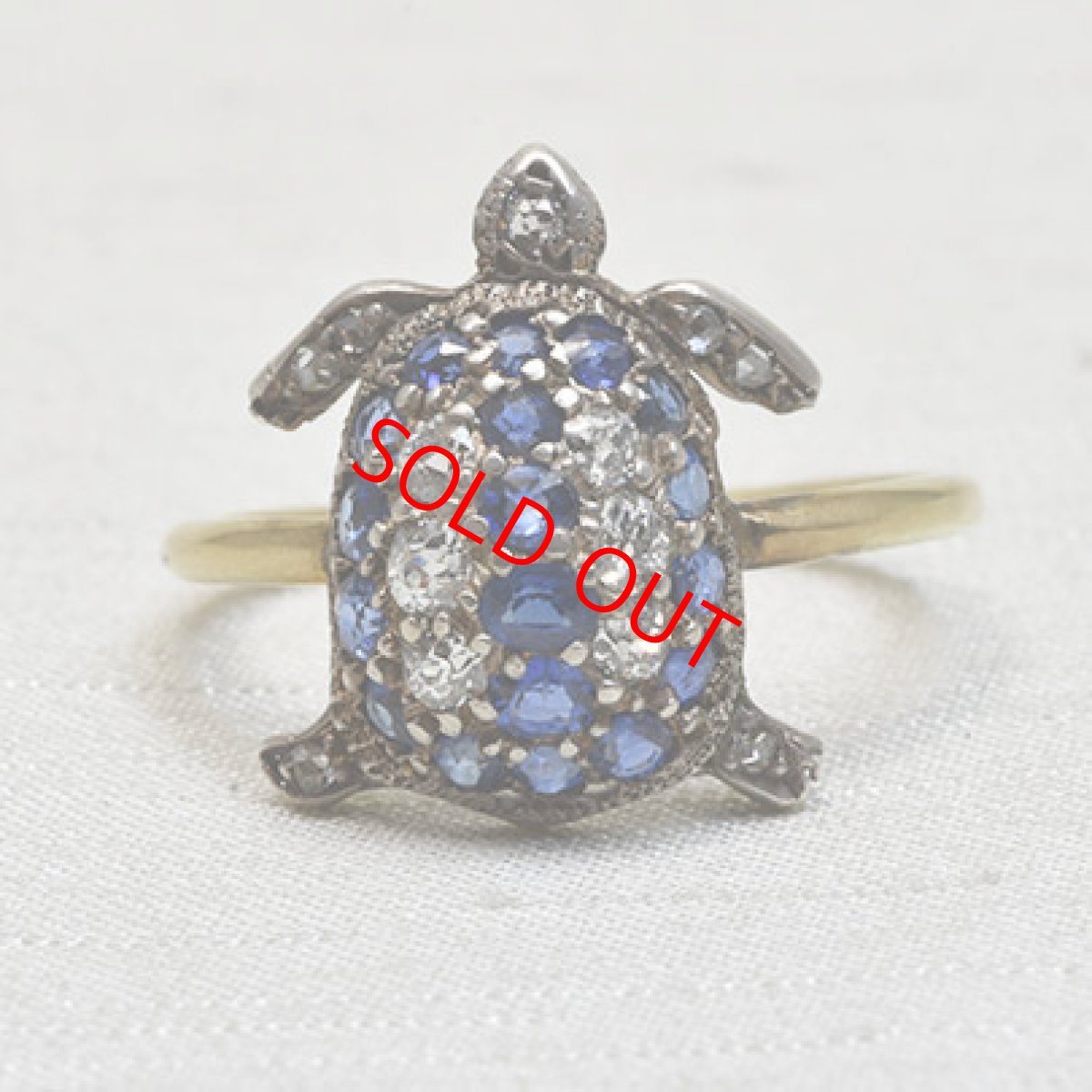 画像1: Sold ゴールド・シルバー・サファイア・ダイヤモンドリング (1)