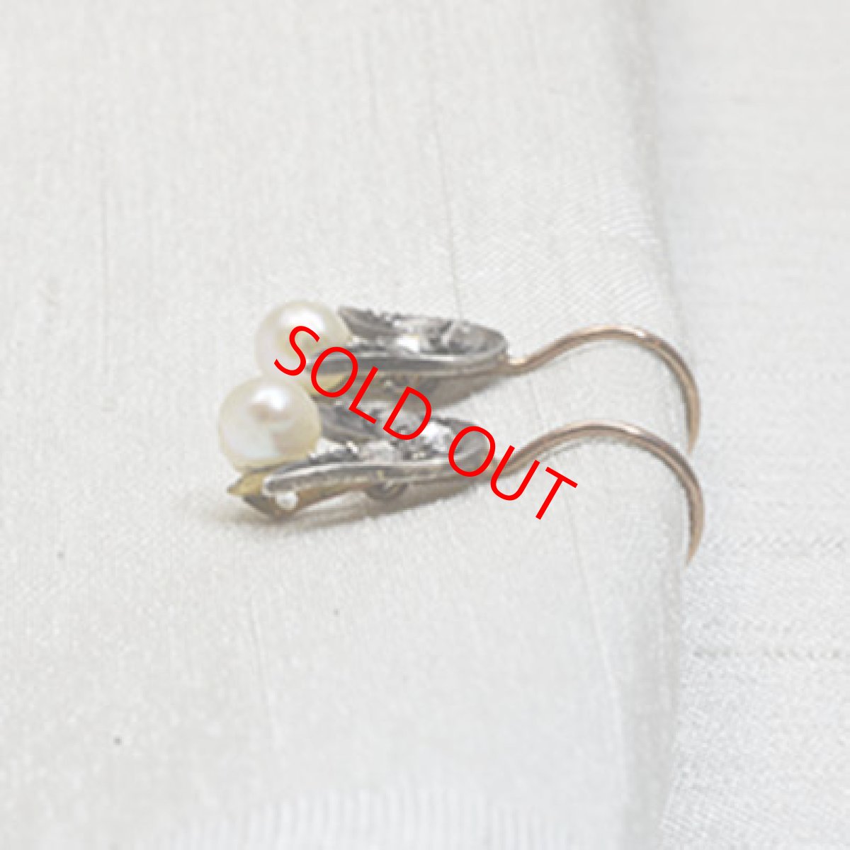 画像2: Sold ゴールド・シルバー・ダイヤモンド・ナチュラルパールイヤリング (2)