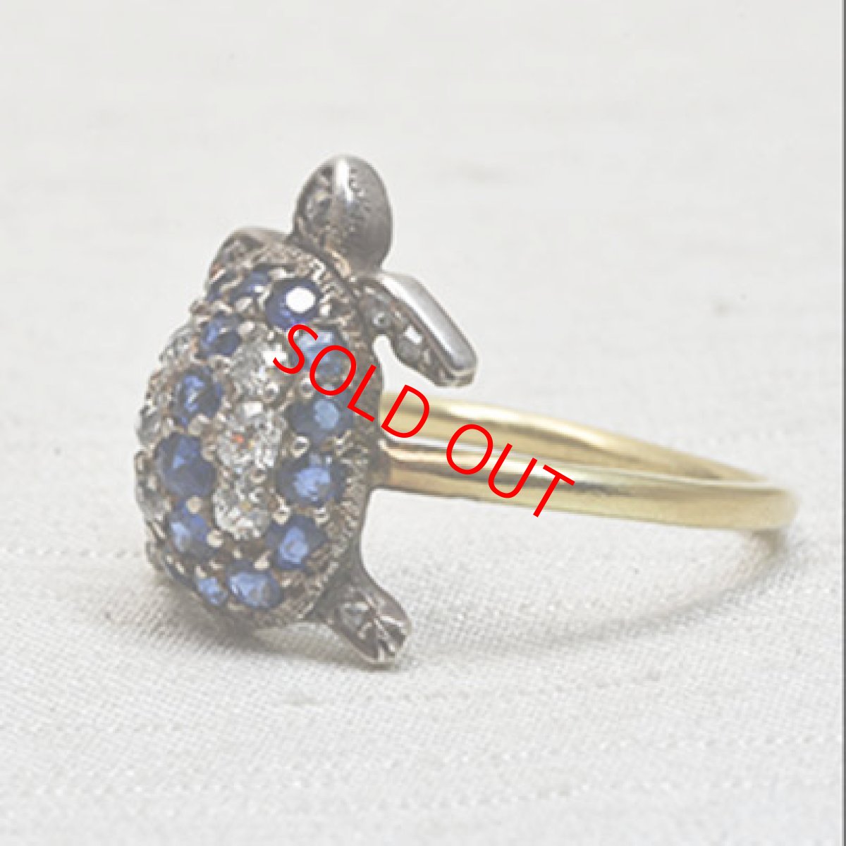 画像2: Sold ゴールド・シルバー・サファイア・ダイヤモンドリング (2)