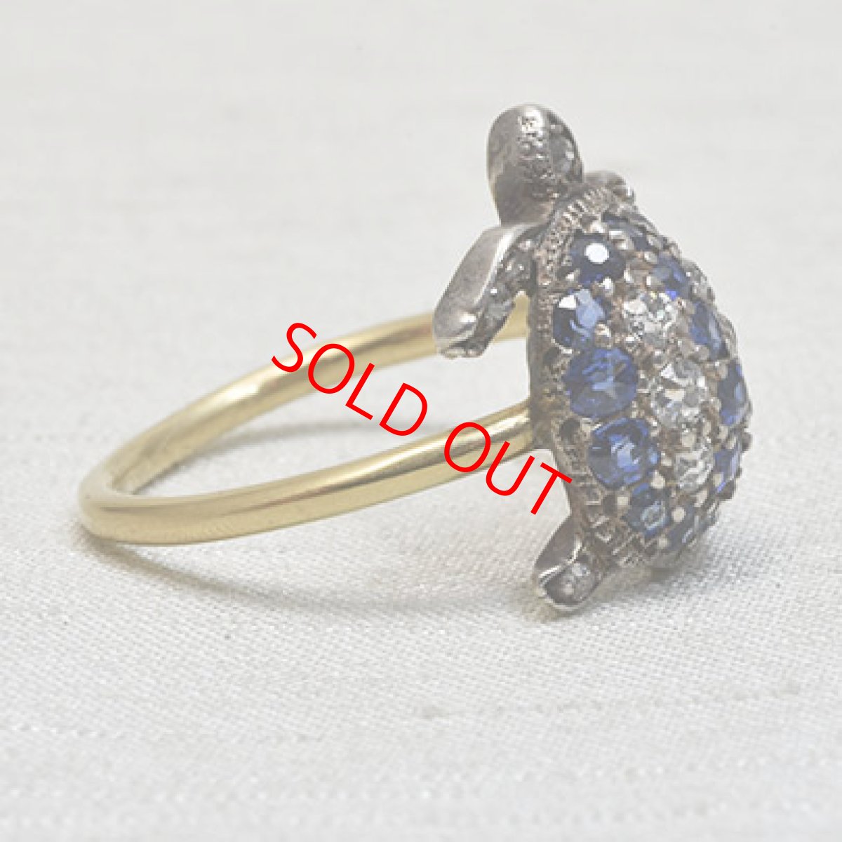 画像5: Sold ゴールド・シルバー・サファイア・ダイヤモンドリング (5)