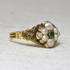 画像7: Sold ゴールド・エメラルド・パールリング (7)