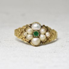 画像1: Sold ゴールド・エメラルド・パールリング (1)