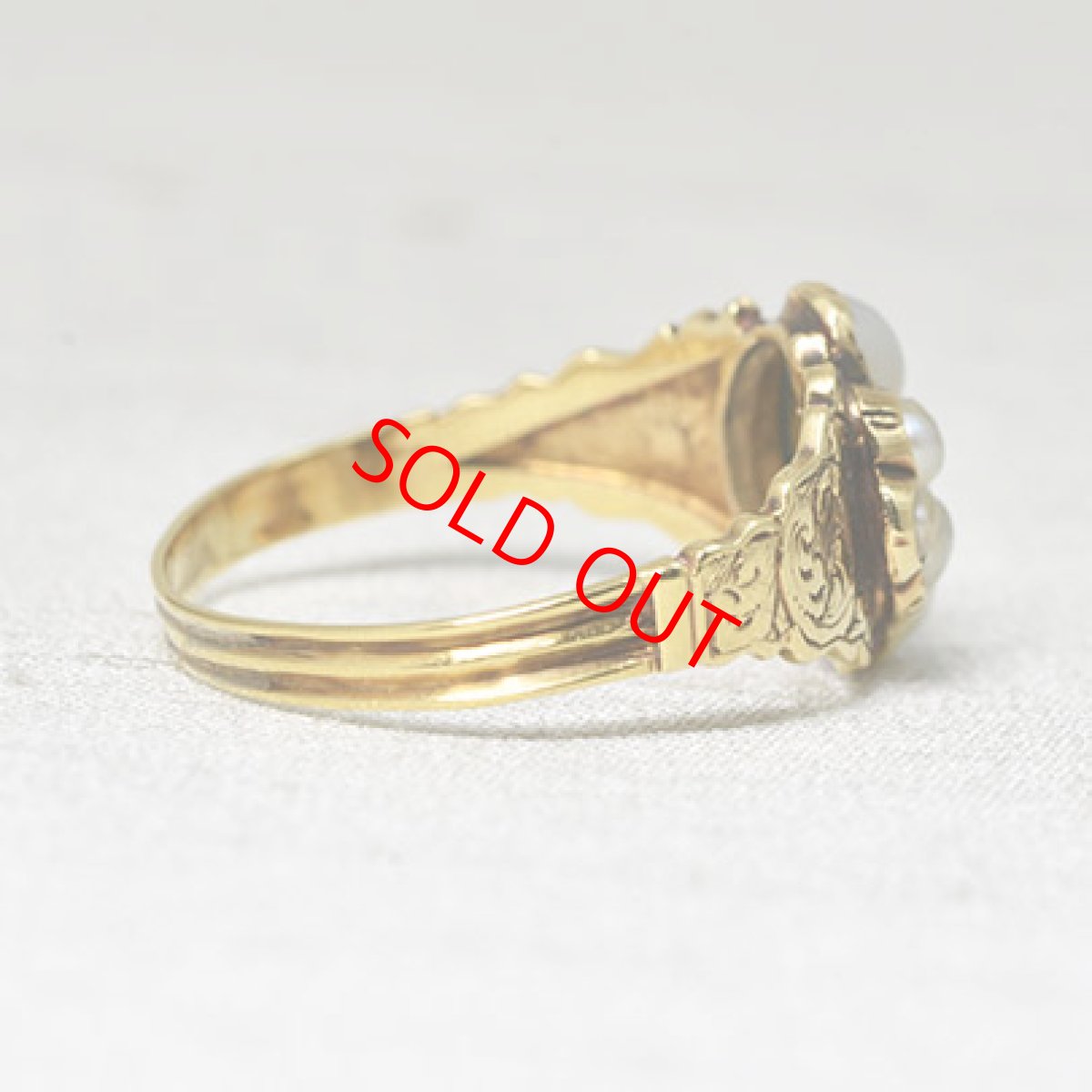 画像5: Sold ゴールド・エメラルド・パールリング (5)