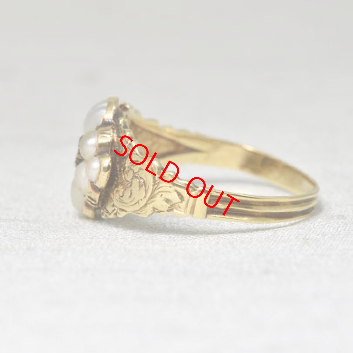 画像3: Sold ゴールド・エメラルド・パールリング (3)