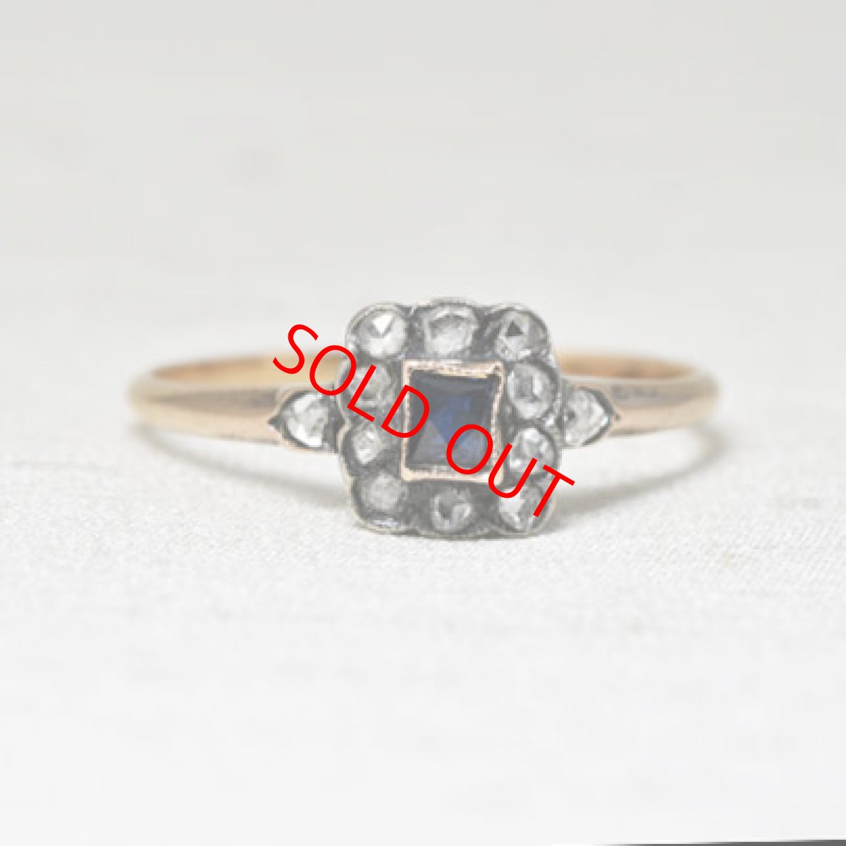 画像1: ゴールド・シルバー・サファイア・ダイヤモンドリング　SOLD (1)