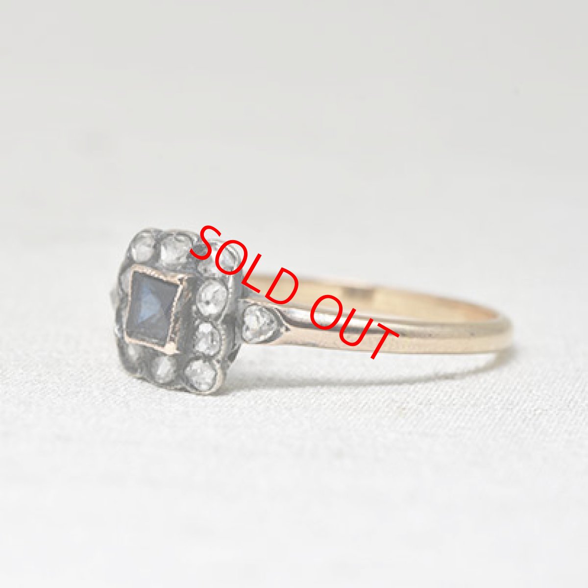 画像2: ゴールド・シルバー・サファイア・ダイヤモンドリング　SOLD (2)