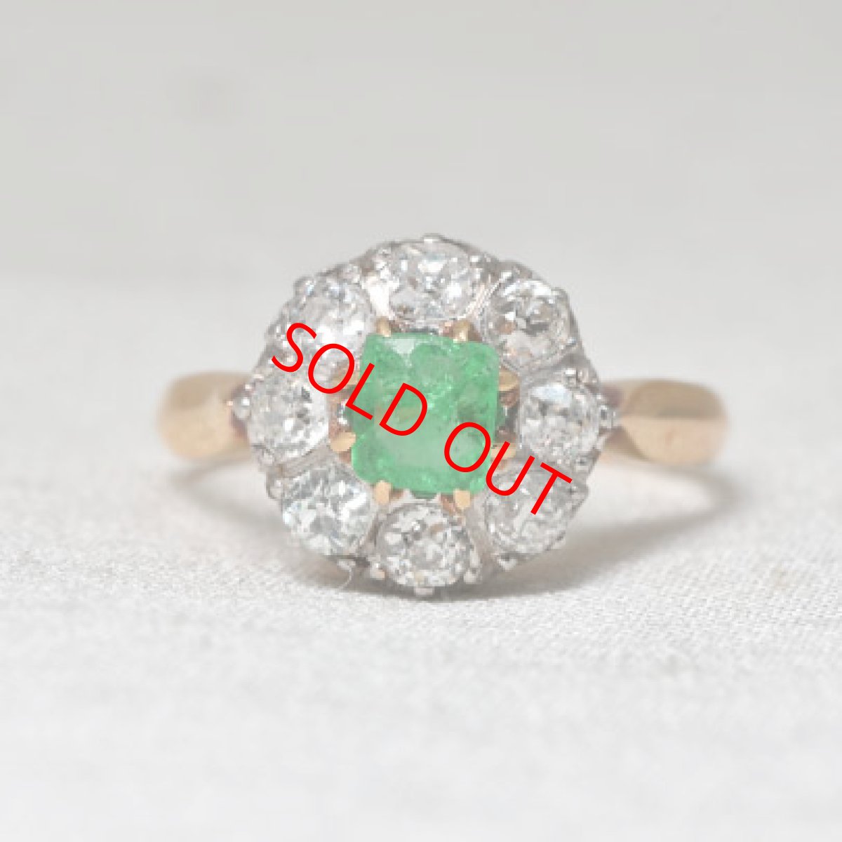 画像1:  sold ゴールド・エメラルド・ダイヤモンドリング (1)