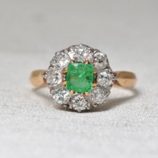 画像1:  sold ゴールド・エメラルド・ダイヤモンドリング (1)
