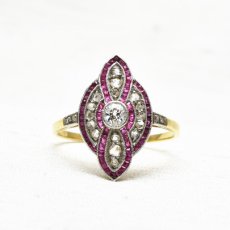 画像1: １８ct,(pt)ルビー ダイヤモンドリング (1)