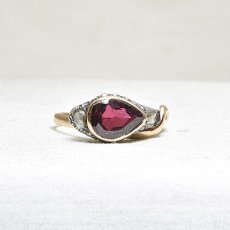 画像1: sold 18ct.ガーンネット パールダイヤモンドリング (1)
