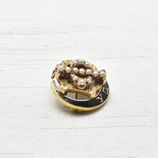 画像4: ゴールド・パール・エナメルブローチ (4)