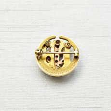 画像3: ゴールド・パール・エナメルブローチ (3)