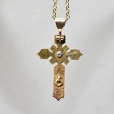 画像2: ゴールド・エナメル・パール・ダイヤモンドペンダント (2)