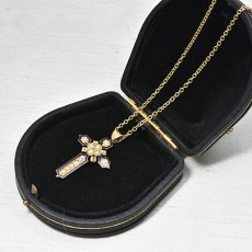 画像6: ゴールド・エナメル・パール・ダイヤモンドペンダント (6)