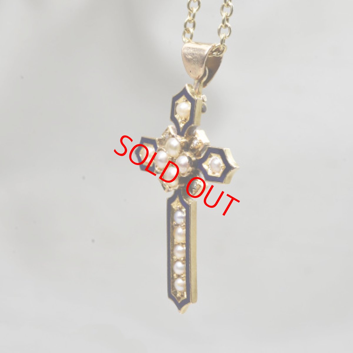 画像3: ゴールド・エナメル・パール・ダイヤモンドペンダント (3)