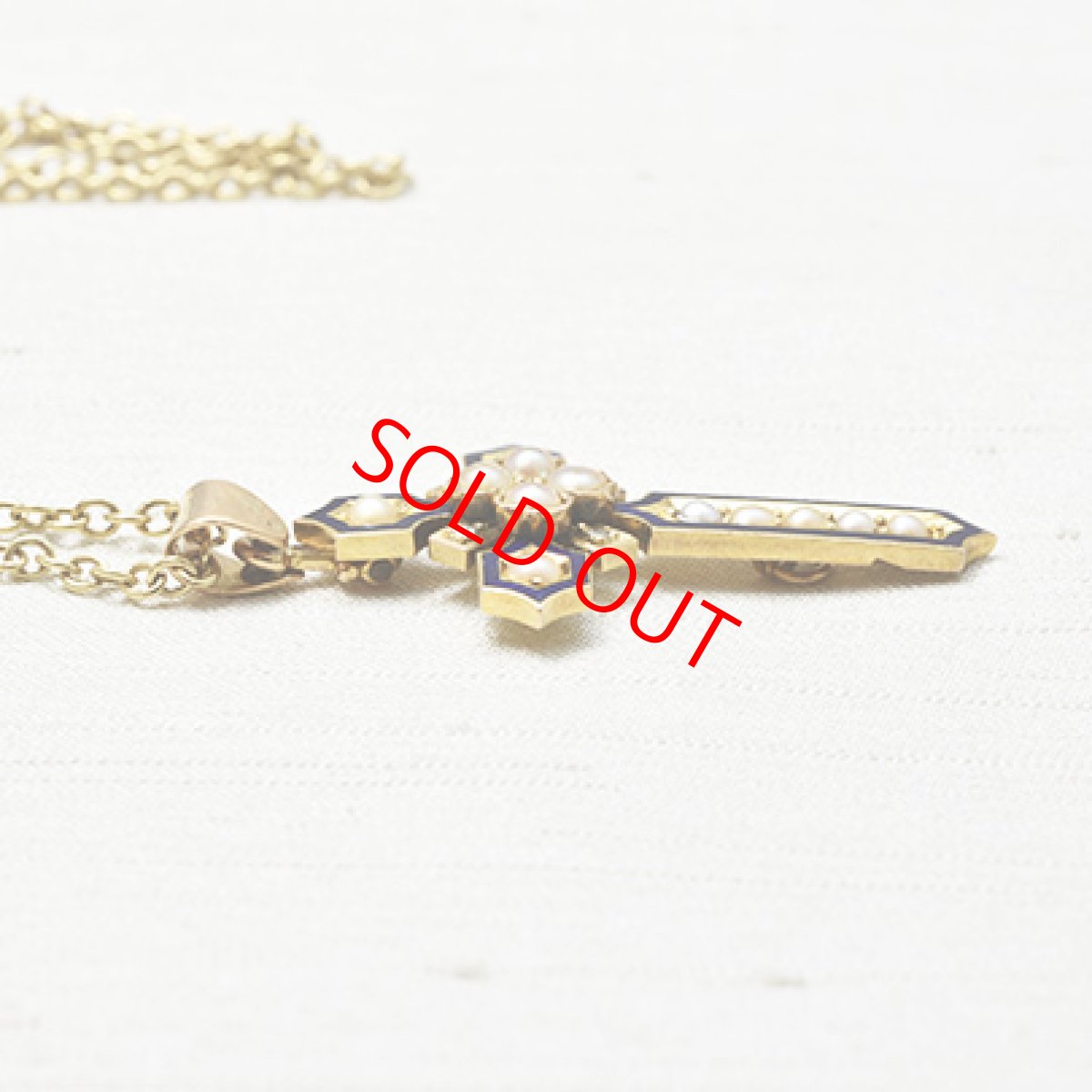 画像4: ゴールド・エナメル・パール・ダイヤモンドペンダント (4)