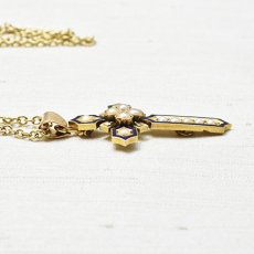 画像4: ゴールド・エナメル・パール・ダイヤモンドペンダント (4)