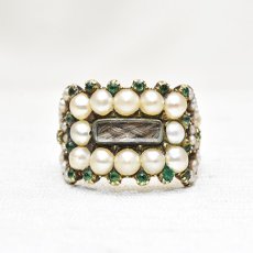 画像1: G.ヘア パール エメラルド リング (1)