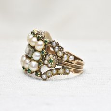 画像2: G.ヘア パール エメラルド リング (2)