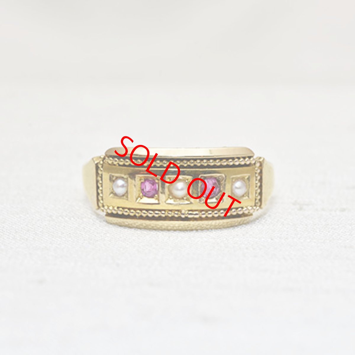 画像1: Sold 18ct.ルビー パールリング (1)