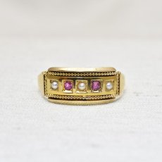 画像1: Sold 18ct.ルビー パールリング (1)