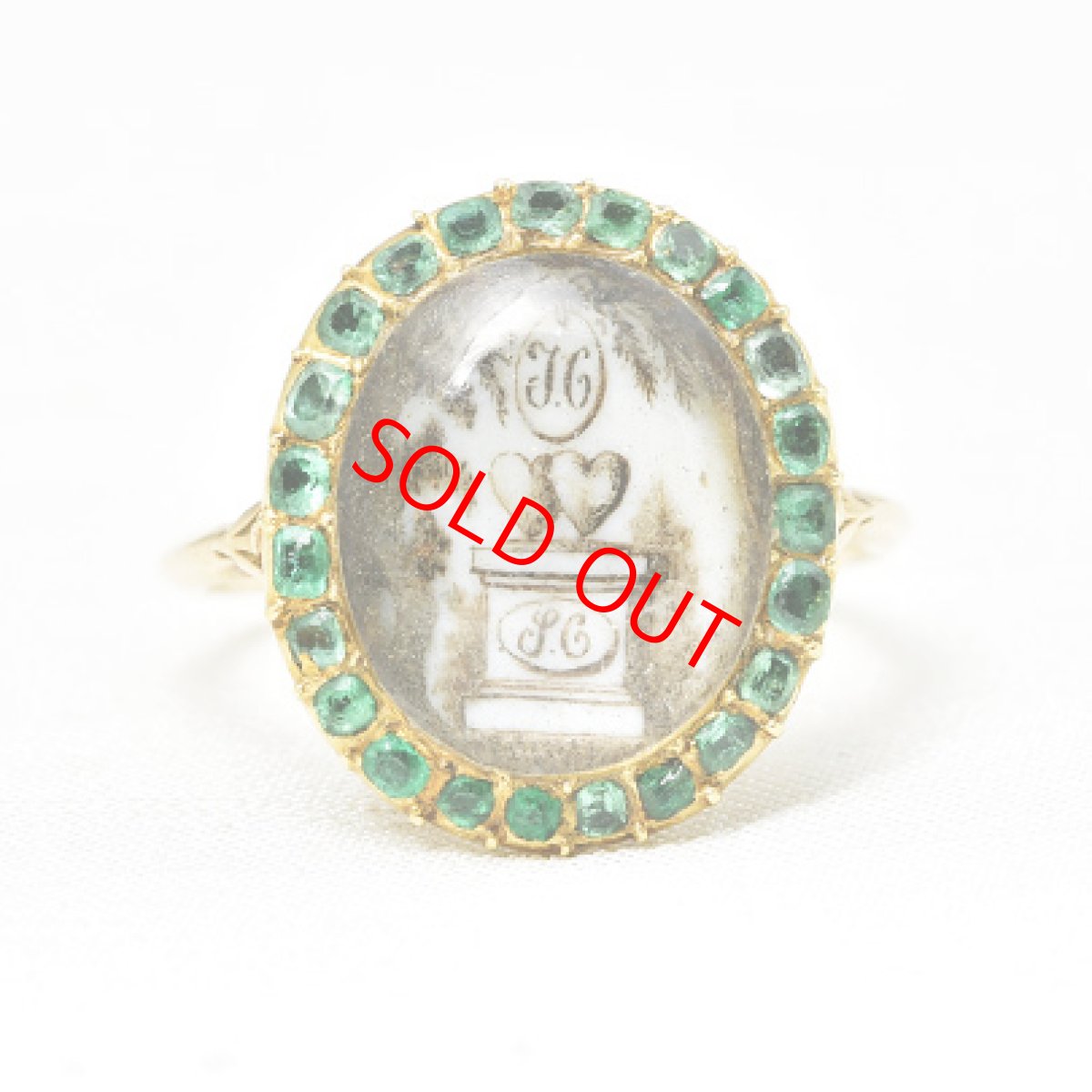 画像1: Sold 14ct,エメラルド・モーニングリング (1)