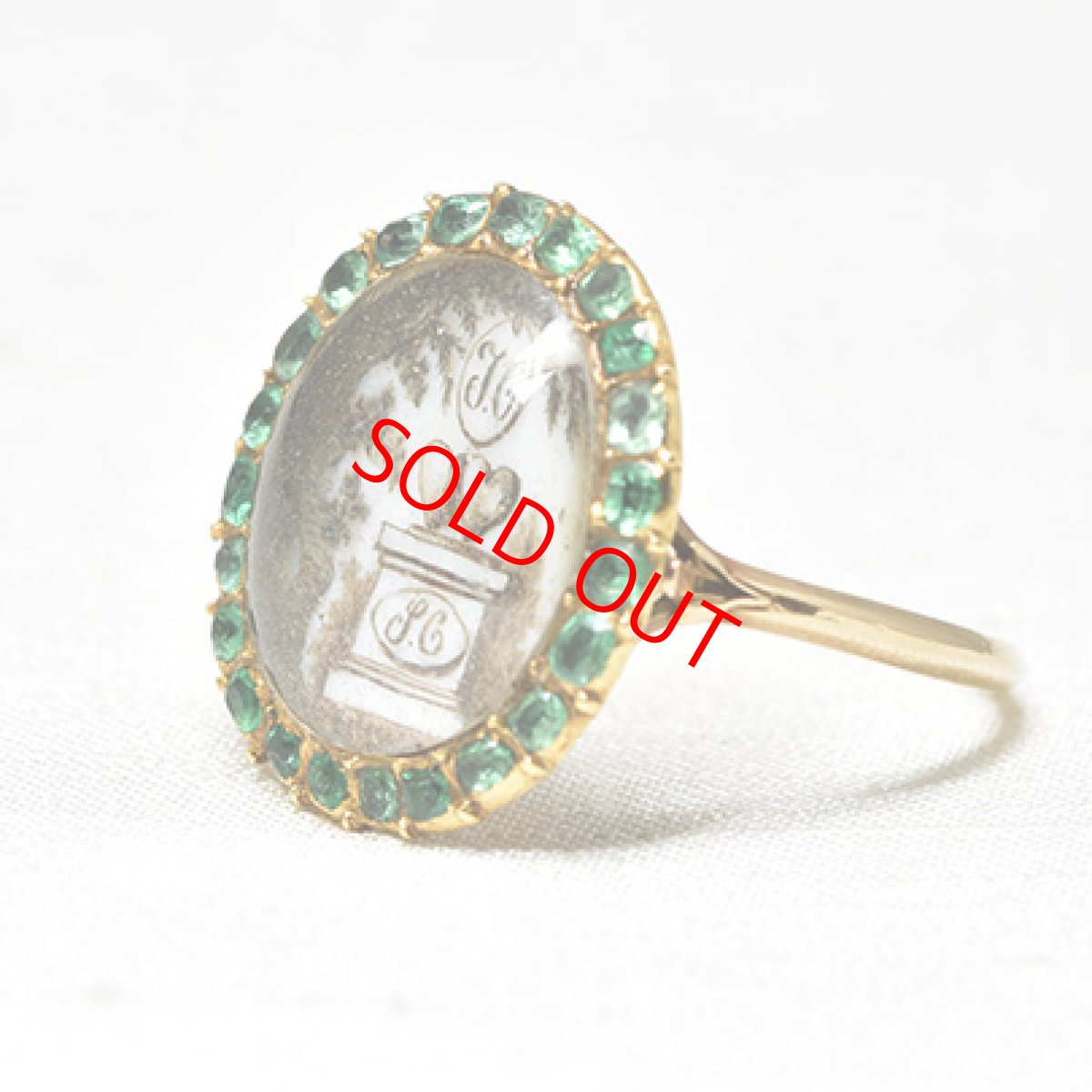 画像2: Sold 14ct,エメラルド・モーニングリング (2)