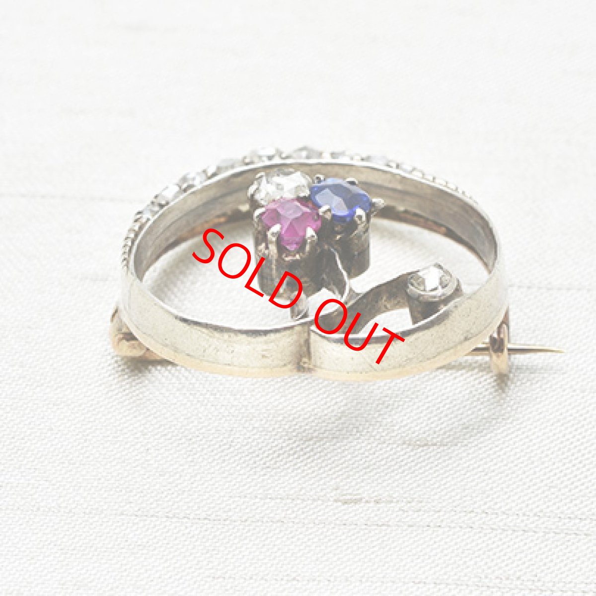 画像5: Sold ゴールド・シルバー・ダイヤモンド・サファイア・ルビーブローチ (5)