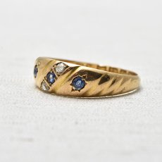 画像2: Sold 18ct,ダイヤモンド・サファイアリング (2)
