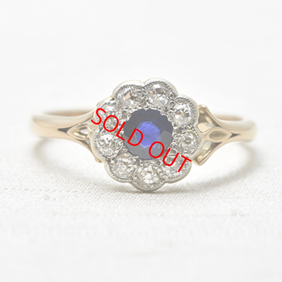 画像1: Sold ゴールド・（pt）・サファイア・ダイヤモンドリング (1)