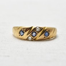 画像1: Sold 18ct,ダイヤモンド・サファイアリング (1)