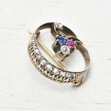 画像4: Sold ゴールド・シルバー・ダイヤモンド・サファイア・ルビーブローチ (4)