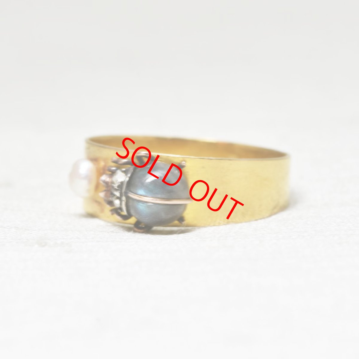 画像2: Sold 18ct,ラブラドライト・ダイヤモンドリング (2)