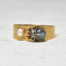 画像1: Sold 18ct,ラブラドライト・ダイヤモンドリング (1)