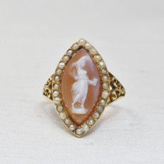 画像1: 18ct,パール ストーンカメオリング (1)
