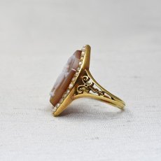 画像2: 18ct,パール ストーンカメオリング (2)