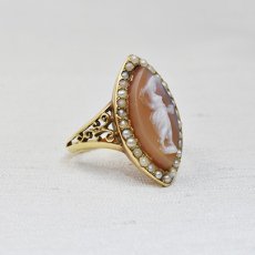 画像4: 18ct,パール ストーンカメオリング (4)