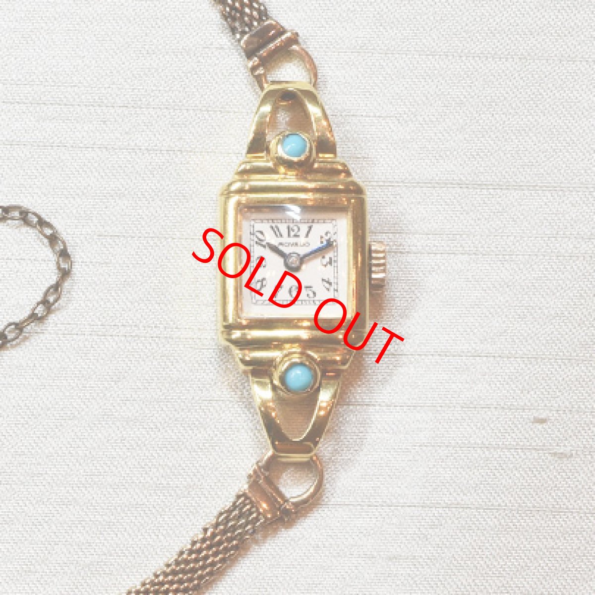 画像1:  Sold 18ct・ターコイズ・MOVADOリストウォッチ (1)