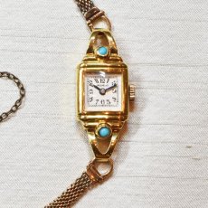 画像1:  Sold 18ct・ターコイズ・MOVADOリストウォッチ (1)