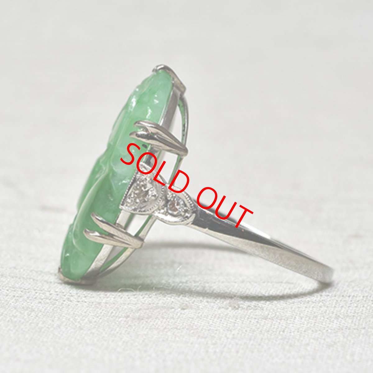 画像3: Sold 18ct,pt,翡翠・ダイヤモンドリング (3)