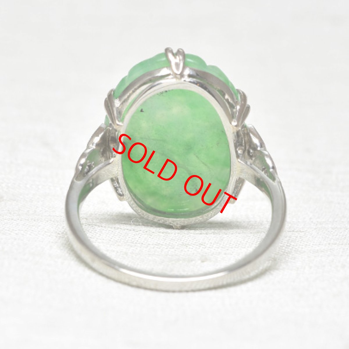 画像4: Sold 18ct,pt,翡翠・ダイヤモンドリング (4)