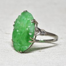 画像2: Sold 18ct,pt,翡翠・ダイヤモンドリング (2)