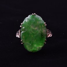 画像7: Sold 18ct,pt,翡翠・ダイヤモンドリング (7)