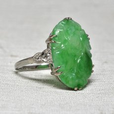 画像5: Sold 18ct,pt,翡翠・ダイヤモンドリング (5)