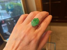 画像9: Sold 18ct,pt,翡翠・ダイヤモンドリング (9)