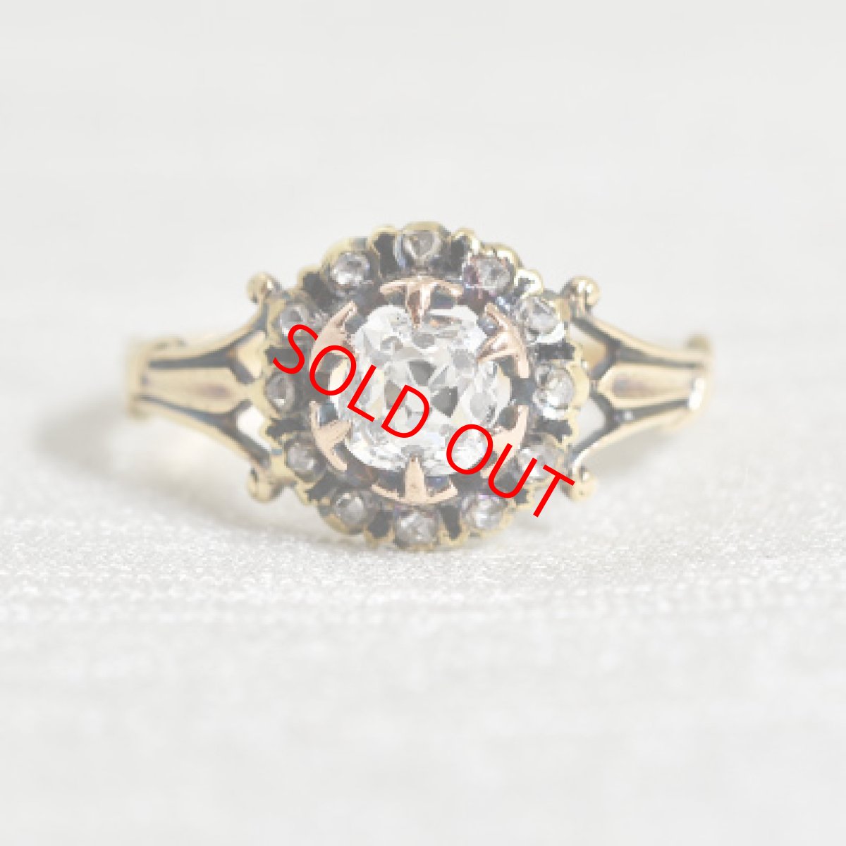 画像1: Sold ゴールド・シルバー・エナメル・ダイヤモンドリング　 (1)