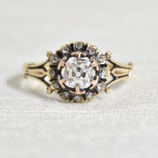 画像1: Sold ゴールド・シルバー・エナメル・ダイヤモンドリング　 (1)