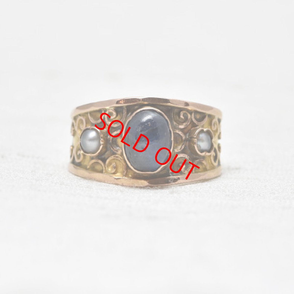 画像1: Sold 18ct,サファイア・パールリング (1)