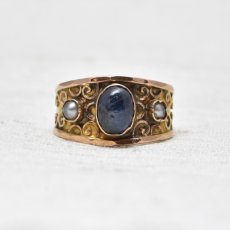画像1: 18ct,サファイア・パールリング (1)